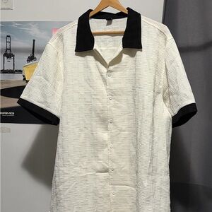 Stylish Cream and Black Button Down Shirt